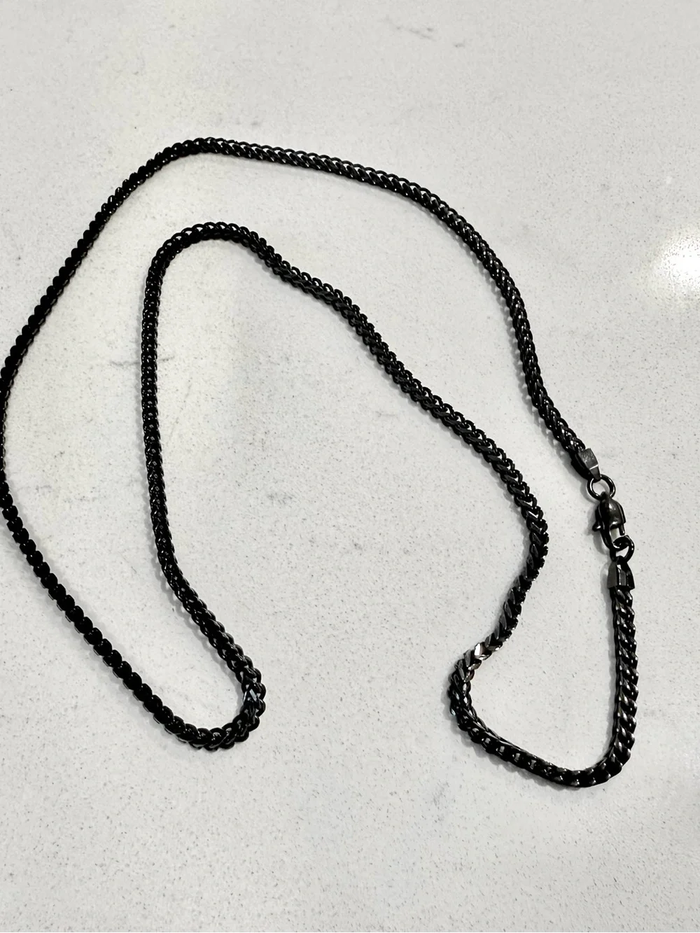 Black Cuban and Wheat Chain Necklace